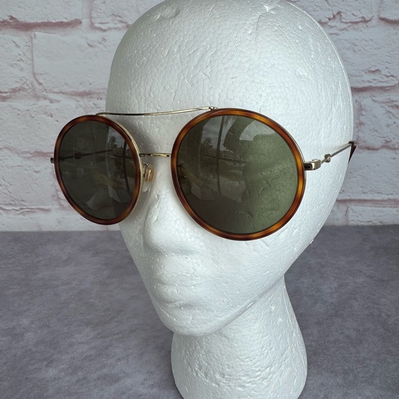 Gucci Accessories - Gucci Gg0061s Round Metal Framed Sunglasses Brown Green Lense